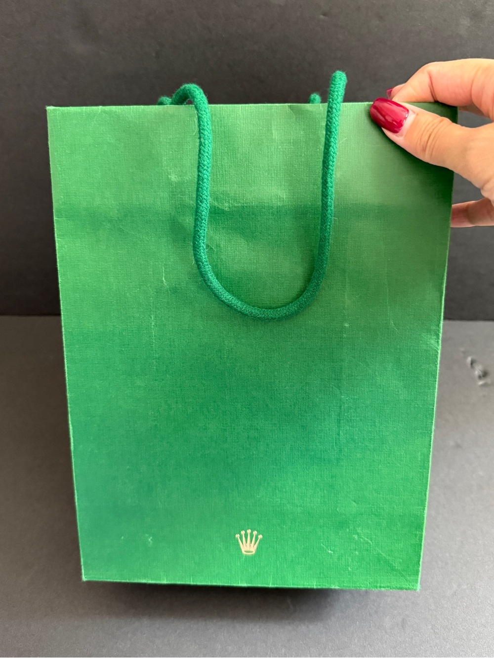 ROLEX Green Luxury Gift Bag with Gold Crown Logo